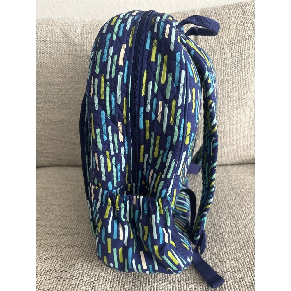 Vera Bradley Large Blue Campus Backpack Laptop Bag Katalina Showers 17”H x 12”w - Picture 3 of 10